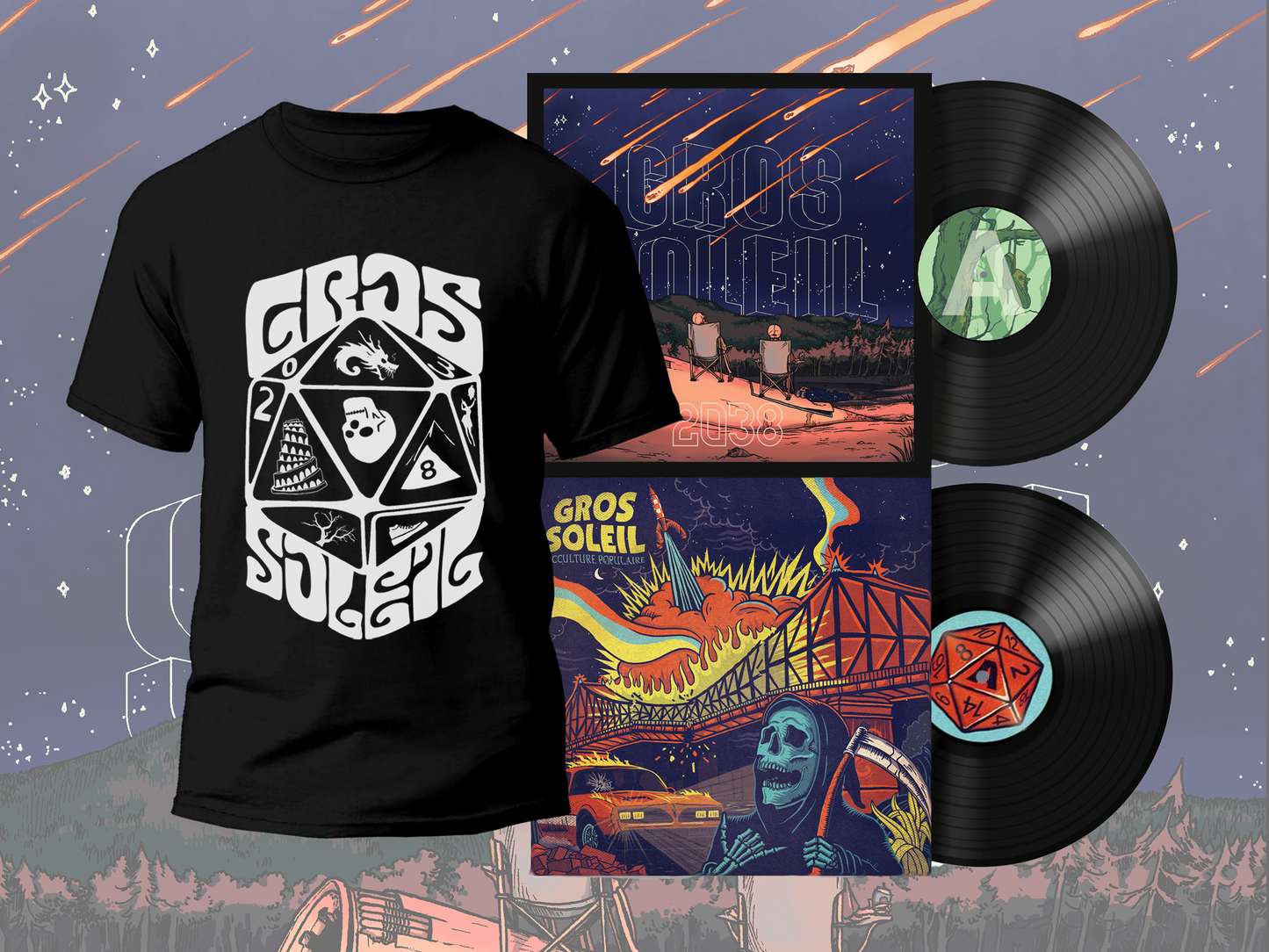 Gros Soleil - Bundle D20 T-shirt + 2 vinyls (Occulture Populaire + 2038)